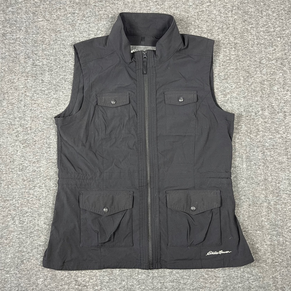 Eddie Bauer Travex Atlas Utility Hiking Vest Women's Large Black Outdoor Travel